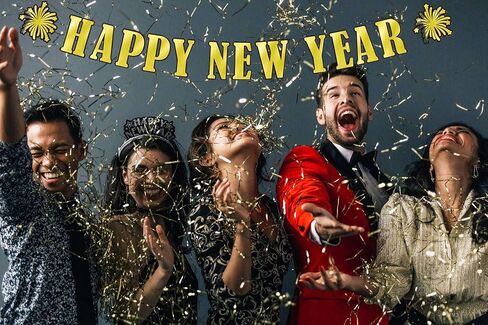 Colourful 2025 Happy New Year Banner, 14 Pcs Colourful Happy New Year Letters Shiny Banner Sign for Celebrate New Year Party New Year Eve Ceremonies Holiday Party Decorations in Kuwait