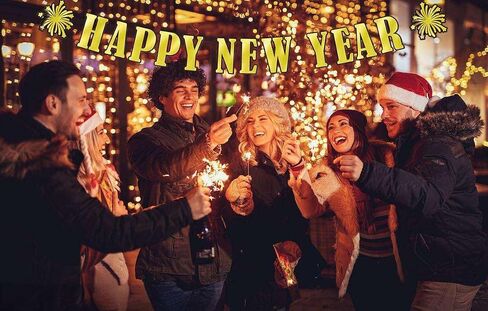 Colourful 2025 Happy New Year Banner, 14 Pcs Colourful Happy New Year Letters Shiny Banner Sign for Celebrate New Year Party New Year Eve Ceremonies Holiday Party Decorations in Kuwait