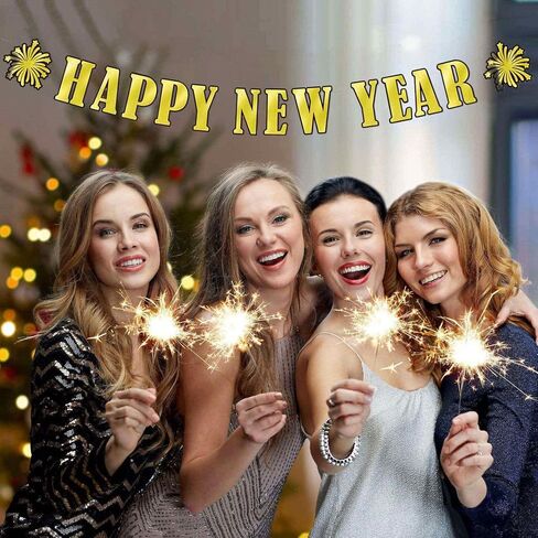 Colourful 2025 Happy New Year Banner, 14 Pcs Colourful Happy New Year Letters Shiny Banner Sign for Celebrate New Year Party New Year Eve Ceremonies Holiday Party Decorations in Kuwait