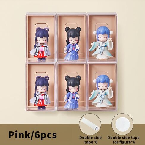 6Pcs Acrylic Display Case for Figures,Clear Display Box with ID Card Slot ,Wall Mounted Dustproof Display Cabinet Box for Figure(White) in Saudi Arabia