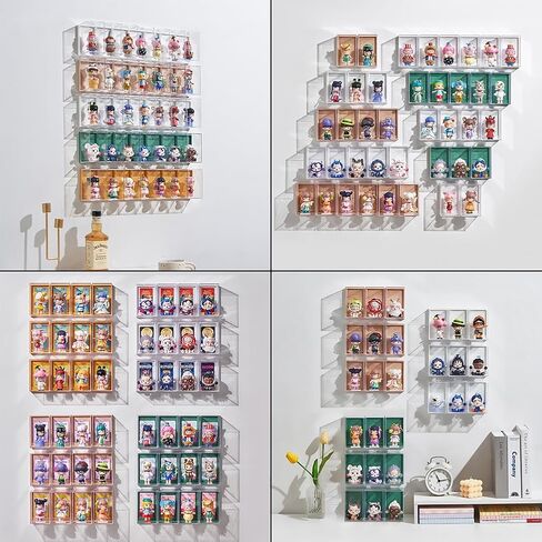 6Pcs Acrylic Display Case for Figures,Clear Display Box with ID Card Slot ,Wall Mounted Dustproof Display Cabinet Box for Figure(White) in Saudi Arabia
