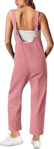 Dressy High Roller Denim Jumpsuit for Women Casual Sleeveless Loose Fit Overalls Jeans Pants Jumpers with Pockets(Blue-M) in Saudi Arabia