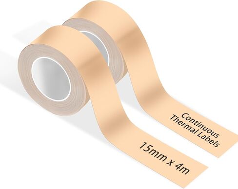 Label Maker Tape for Phomemo Label Printer of Model D30, Waterproof Anti-Oil Scratch-Resistant Continuous Stickers (15mmX4m, 2 Rolls), Suitable for Home&Office(Transparent) in Saudi Arabia