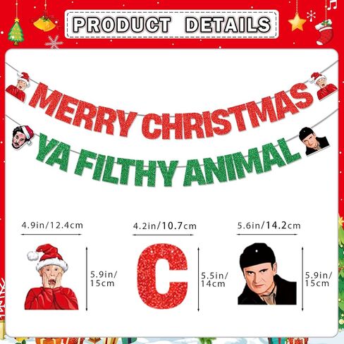 Merry Christmas Ya Filthy Animal Banner Christmas Party Decorations Merry Christmas Banner Home Alone Christmas Decorations Funny Christmas Party Decorations Christmas Party Supplies in Saudi Arabia