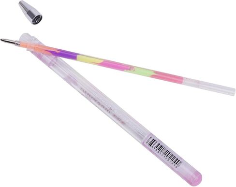 Rainbow Color Pen - 12 Pack of 6-in-1 Multi Color Ink Gel Pens 0.8mm Roller Ball Office School Supplies Ballpoint Pen Fluorescent Refills Painting Graffiti Marker for Drawing Coloring Marking DIY in Saudi Arabia