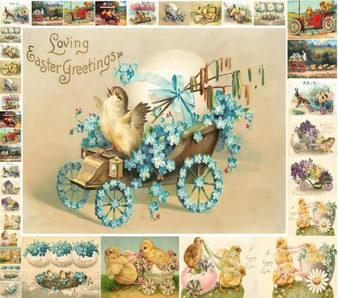 حزمة ورق Decoupage (21 ورقة مقاس 6 بوصات × 8 بوصات) صور بطاقات عيد الفصح على شكل فراخ الأطفال لعيد الفصح FLONZ ذات الطراز العتيق من أجل Decoupage والحرف اليدوية وسجلات القصاصات in Saudi Arabia