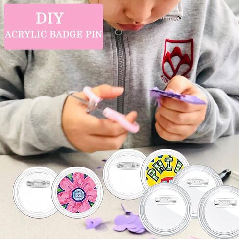 25 قطعة من شارة دبوس الأكريليك DIY زر حرفي شفاف مع دبوس صورة مستديرة وأزرار صور وأزرار دبابيس فارغة للحرف اليدوية والأنشطة اليدوية، والمشروعات المدرسية، وشارات DIY (3 بوصة) in Saudi Arabia
