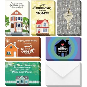 48 Pcs Happy Home Anniversary Cards with Envelopes Bulk Blank Welcome House Cards Real Estate Thank You Notes Housewarming Gifts for Clients Neighbors, 4 x 6 in(Classic)