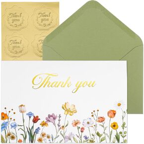 Thank You Cards with Envelopes, 50 Pack Thank You Cards Bulk Thank You Notes with Envelopes & Stickers 4x6 Inch Thank You Cards for Wedding, Baby Shower, Graduation, Bridal Shower, Business,Birthday