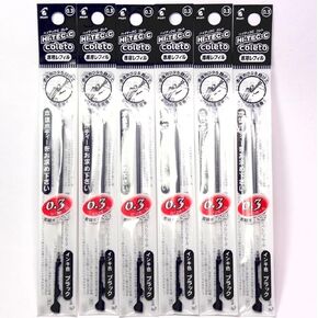 Pilot Hi-Tec-C Coleto Gel Ink Pen Refill 0.3mm, Black, × 6 Packs/total 6 pcs (Japan Import) [Komainu-Dou Original Package]