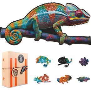 Wooden Puzzles for Adults, Lion Family Jigsaw Puzzles 200 Piece, Unique Shape Puzzles for Adults and Kids, Fun Challenging Puzzles Family Game Gift, Medium Size 10.6 x 11.3 Inches