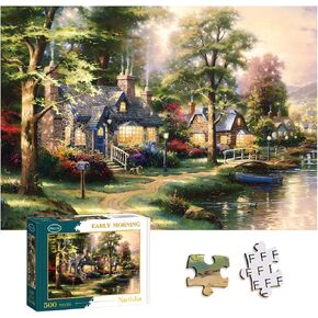 NorthKe - 500 Piece Puzzles for Adults - Jigsaw Puzzles Game Letters on Back Challenging Hard for Family Game - Finished Size 20 x 14.2, Forest Trees Natural Scenery Landscape Early Morning