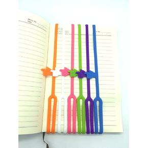 6pcs Lovely Silicone Finger Pointing Bookmark Book Marker of Pink White Orange Green Blue Purple