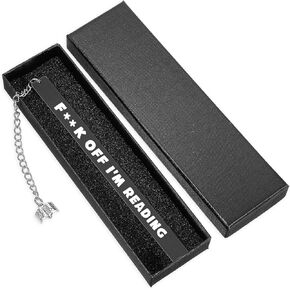 Funny Bookmarks FCK Off I'm Reading, for Women Men Graduation Gifts for Book Lovers Cute Metal Book Marks with Tassel and Ruler Reader Bookworms Reading Present Book Club Gifts(Black)