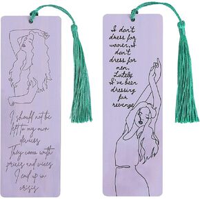 Inspirational Bookmarks for Women- Bamboo Book Marks, Silk Tassel Book Markers, Set of 2, Female Silhouette, Empowering Quotes - Inspired by Swiftie - Unique Gift for Book Lovers