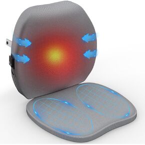 Smart Inflatable Heated Seat Cushion and AI Lumbar Support Pillow for Office Chair, Beautlinks Waterproof Back Pillow Chair Seat for Car Home, 2 Temperature Portable Back Cushion Pad for Office Chairs
