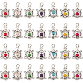 SUNNYCLUE 1 Box 50Pcs Turtle Charms Bulk Tortoise Beads Charm Sea Turtles Charms Gemstone Bead Synthetic Turquoise Stone Summer Ocean Animal Charms for Jewelry Making Charm DIY Earrings Bracelets
