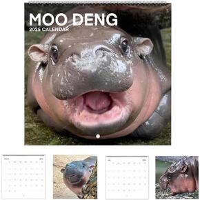 Moo Deng Calendar 2025, Moo Deng Hippo Wall Calendar 2025,12 Monthly Calendar Planner, Moo Deng pygmy hippopotamus for Animal Lover,moo deng calendar 2025 wall