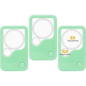 Magnifying Glass with Light, 3X 5X Pocket Lighted Magnifying Glasses, Battery Operated Portable LED Magnifier for Reading,Good for The Elderly (3pk)