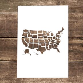 DIY Decorative Map of America Stencil Template for Painting on Canvas Wood Furniture Craft Paper (A4 Size)