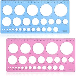 2Pcs Circle Template for Drawing Drafting, Geometric Circle Ruler for Painting Circle/Round Drawing Templates Plastic Transparent Circle Drawing Tool for School Office Supplies