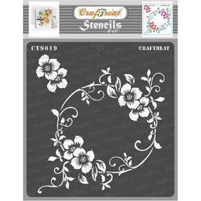 CrafTreat Reusable Flourish Stencils for Painting on Wood, Canvas, Paper, Fabric, Floor, Wall and Tile - Flourish Circle - 6x6 Inches - DIY Art and Craft Stencils for Home Décor - Flower Stencils