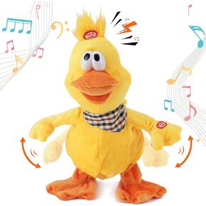 Cuteoy 13" Squawking Chicken Musical Stuffed Animal Plushies Walking Singing Waving Rooster Electronic Interactive Plush Toy for Kids Boys Girls Easter