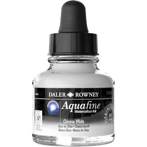 Daler-Rowney Aquafine Watercolor Ink Chinese White 29.5ml - Versatile Liquid Watercolor Ink for Artists and Students - Use with Paint Brushes, Technical Pens, Airbrushes, and Paint Markers