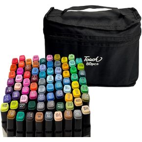 Alcohol Markers Set of 80, Dual Tip Alcohol Based Markers, Brush Tip Permanent Markers Sketch Pens for Artist Illustration, Art supplies, Giftable Pen Set