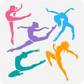 FINGERINSPIRE Dancing Girl Painting Stencil 11.8x11.8inch Reusable Dancers Spraying Stencil Yoga Woman Stencil Large Slim Figure Stencil PET Decor Hollow Out Template for DIY Wall Scrapbook Fabric