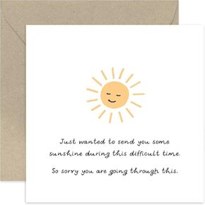 Old English Co. Sending Sunshine Card - Thinking of You Card for Friend or Family - Here For You Card - Symapthy, Sorry, Support, Difficult Time | Blank Inside Envelope