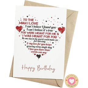 Husband Birthday Card, Sweet Card For Him, Men, Boyfriend - Size 5x7 inch Folded Card include Envelope, Sticker - Blank Inside - Funny, Unique & Humorous Birthday Gifts