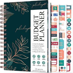 PLANBERRY Budget Planner – Undated Monthly Finance Organizer – Financial Spiral Notebook for Money Budgeting with Expense & Bill Tracker - 6.1x8.1″ Softcover (Green Pastures)