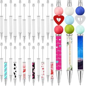 24 Pcs Sublimation Beadable Blank Pens Metal Bead Pens DIY Heat Transfer Ballpoint Pen Black Ink Pen Personal Customization Pen Gift for Guest Wedding Students Teacher Office School(24 Pcs)
