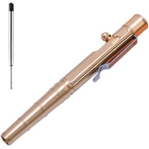 Bamboo Shaped Solid Brass Pen, Bolt Action Pen EDC Pocket Pen Signature Pen Pocket Pen Ballpoint Pen(Brass)