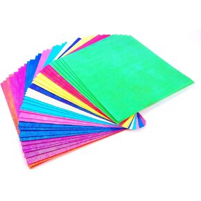 YOFAN Glitter Paper, 50 Sheets 10 Colors Creative Shimmer Sparkly Paper Thin Craft Cardstock Paper for DIY Gift Box Wrapping Birthday Party Decor Scrapbook, 6-Inch by 6-inch