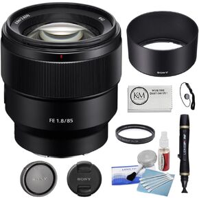 Sony FE 85mm F/1.8 Telephoto Fixed Prime Camera Lens (SEL85F18) with 67MM Protection -Digital HD Filter & Advanced Accessory Bundle | 85mm Sony Lens