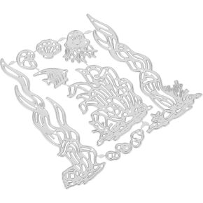 EXCEART Seaweed Embossing Die 1 Set Sea Animal Die Cuts Sea Creatures Theme Embossing Dies Metal Stencil Craft Cutting Dies Ocean Animals Carbon Steel Puzzle