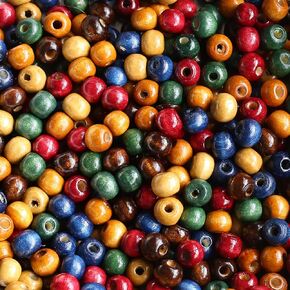 1000pcs Assorted Color Wooden Beads 8mm Round Paint Wood Beads Bulk Spacer Beads Fall Rustic Farmhouse Large Hole Wooden Beads for Jewelry Making, DIY Crafts Beads （8mm）