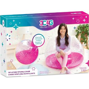 3C4G Pink Glitter Confetti Chairs - Inflatable Lounge Chair for Kids - Comfortable & Portable Blow Up Chair Perfect for Outdoors, Bedrooms, Game Room, Dorms & More! by Make It Real