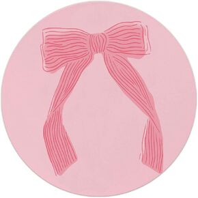 QUICQOD Coquette Pink Bow لوحة ماوس عصرية، لوحة ماوس دائرية Preppy، هدايا للفتيات المراهقات، وسادات ماوس بقاعدة مطاطية غير قابلة للانزلاق لديكور مكتب النوم في المنزل والمكتب، 8.7 × 8.7 بوصة