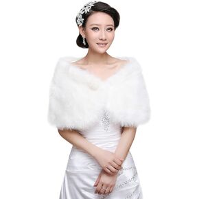 XGOPTS Womens Wedding Faux Fur Wraps and Shawls for Wedding Dress Bride Bridesmaid Evening Dress Shawl Stole Shrug Capelet Cover Up