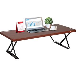 Halter Automatic Tabletop Standing Desk, Stand up Desk Converter for Laptop and Monitor, Sit to Stand Desk, Cherry