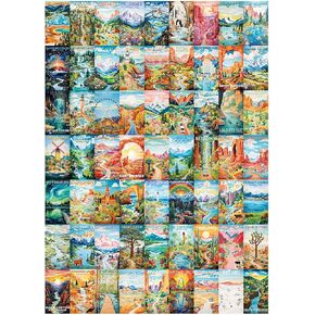 National Parks Puzzles for Adults 1000 Piece, Acadia, Yellowstone, Zion, Arches Jigsaw Puzzle, USA Travel Landscape Collage Puzzle for Wall Art