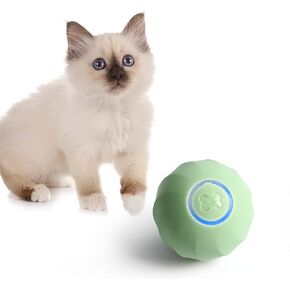 FluffyDream Cat Toys for Indoor Cats Smart Balls, 3 Modes for Cats' Different Personalities, Upgrade Plush Material,Interactive Cat Toys Balls, USB Charging, Automatic Cat Toy as Cat Gifts, Green