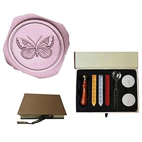MNYR Butterfly Wax Seal Stamp Sealing Wax Sticks Melting Spoon Candle Gift Box Set Wedding Invitation Card Snail Mail Gift Wrapping Package Christmas Wax Seal Stamp Set