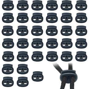 Cord Lock,35 Pcs Adjustment Cord Locks for Drawstrings,Black Plastic Cord Locks End Spring Toggle Stopper for Paracord,Dual Hole Cordlock Stoppers for Shoelaces,Backpack,Bags,Clothing,Lanyard and More