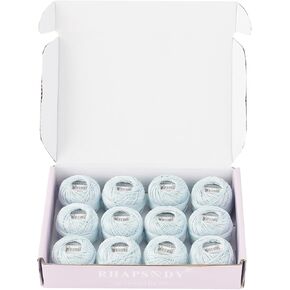Rhapsody 12 Balls Set Pearl Cotton Thread Size 8# Crochet Thread Egyptian Cotton Embroidery Hand Knitting, Embroidery, Cross-Stitch, Sewing, Needlepoint, DIY, Quilting (Set Almond Delight)