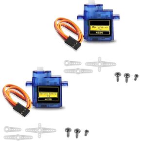 2 Pack SG90 Micro Servo Motor Mini Servo SG90 9g Servo Kit for RC Helicopter Airplane Car Boat Robot Arm/Hand/Walking/Servo Door Lock Control with Cable