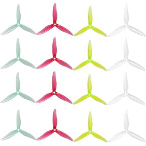 Gemfan Hurricane 51366 MCK ReV3 FPV Racing Drone Propellers 5.1 inch Tri-Blade PC Props Compatible with 2207 2306 Racing Motors for RC Quadcopter (Pack of 16pcs)